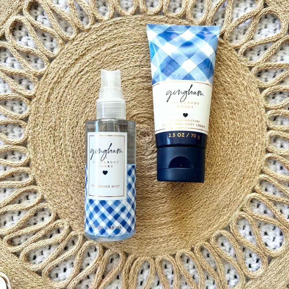 Gingham By Bath & Body Works Blue Set Body Cream Spray Travel Size 3 Oz New - Picture 6 of 6